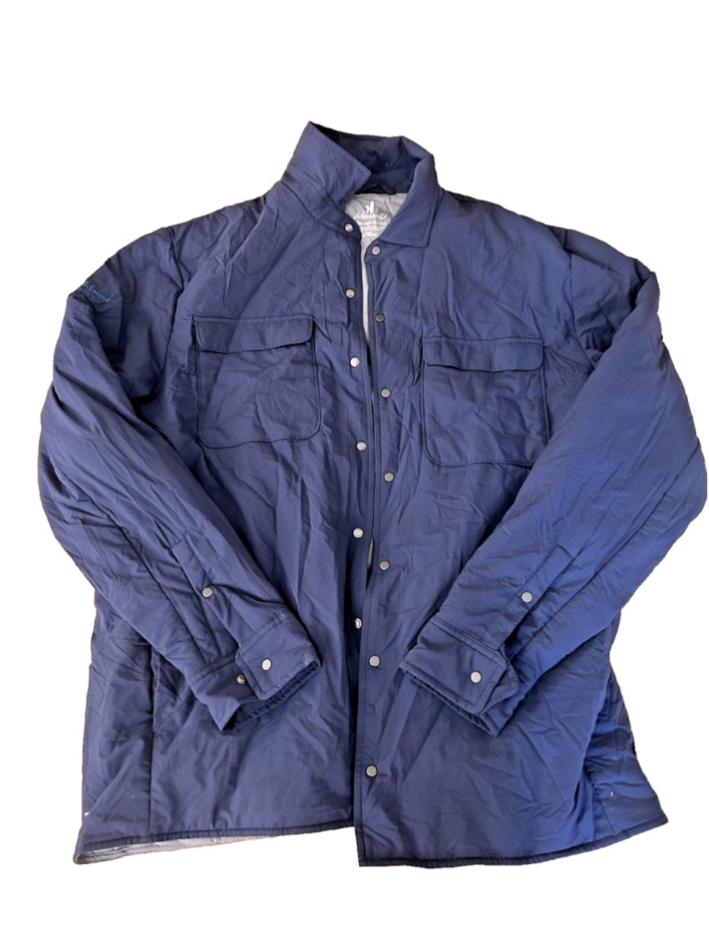 Johnnie-O Men's Blue Lightweight Shacket Button Front Point Collar Size L